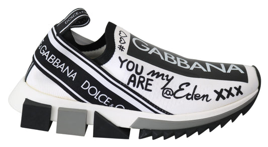 Dolce & Gabbana White Black Slip On Sorrento Sneakers by Dolce & Gabbana