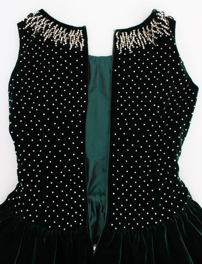 Robe longue en velours émeraude et cristaux Dolce &amp; Gabbana