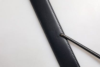 Ceinture réversible Dolce &amp; Gabbana en cuir noir et bleu avec boucle dorée