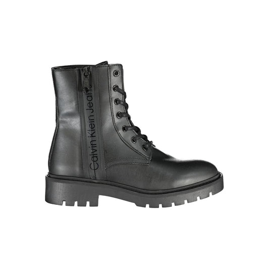 Calvin Klein Chic Black Ankle Boot with Laces and Zip Detail by Calvin Klein