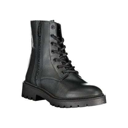 Calvin Klein Chic Black Ankle Boot with Laces and Zip Detail by Calvin Klein
