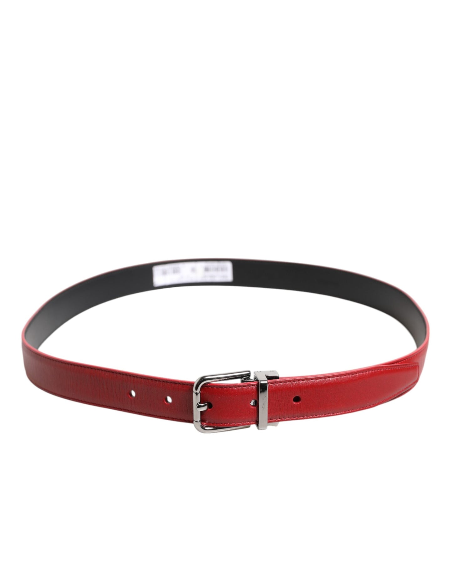 Ceinture Dolce &amp; Gabbana en cuir rouge avec boucle en métal argenté