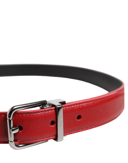 Ceinture Dolce &amp; Gabbana en cuir rouge avec boucle en métal argenté