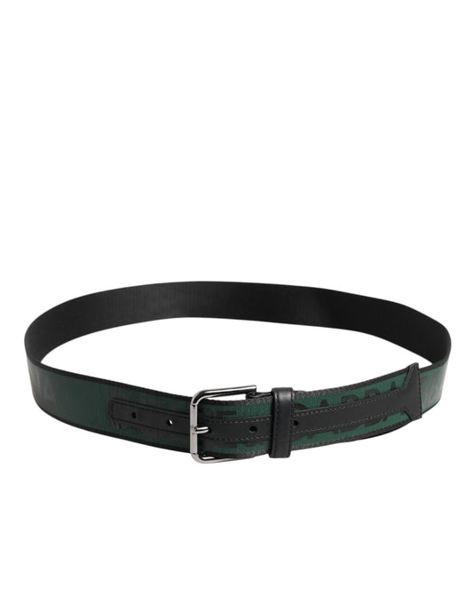 Ceinture à boucle logo DG en polyester vert et noir Dolce &amp; Gabbana