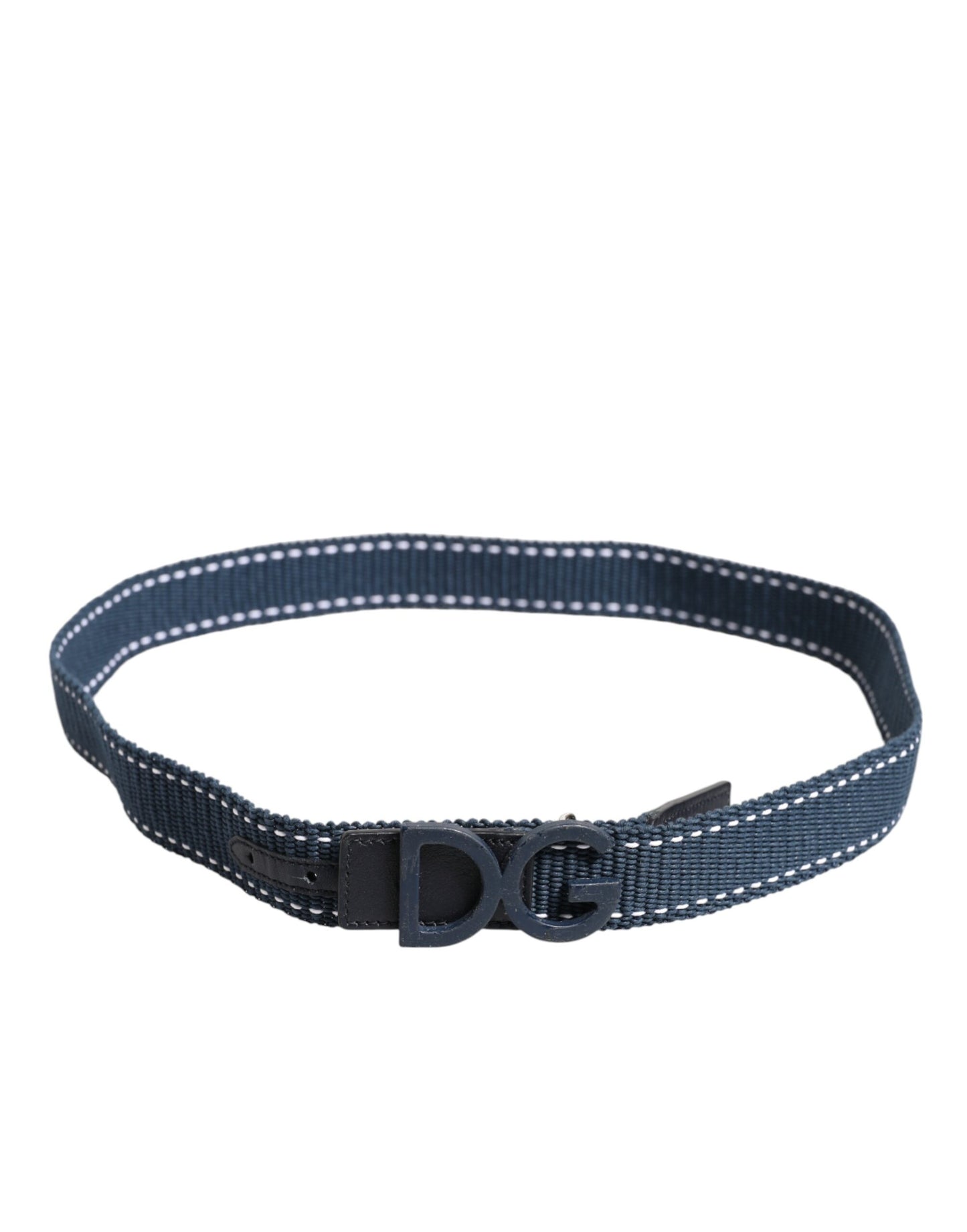Ceinture Dolce &amp; Gabbana en cuir de coton bleu avec boucle en métal et logo DG