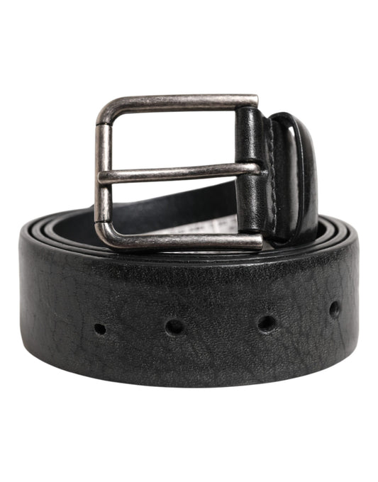Ceinture classique en cuir noir Dolce &amp; Gabbana avec boucle en métal