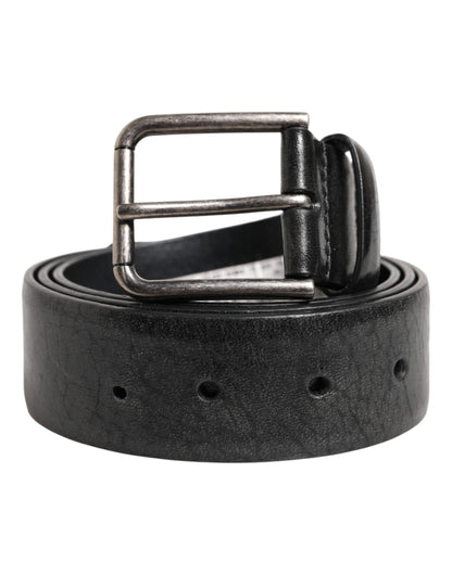 Ceinture classique en cuir noir Dolce &amp; Gabbana avec boucle en métal