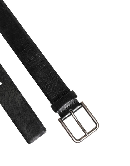 Ceinture classique en cuir noir Dolce &amp; Gabbana avec boucle en métal