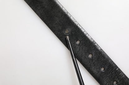 Ceinture classique en cuir noir Dolce &amp; Gabbana avec boucle en métal