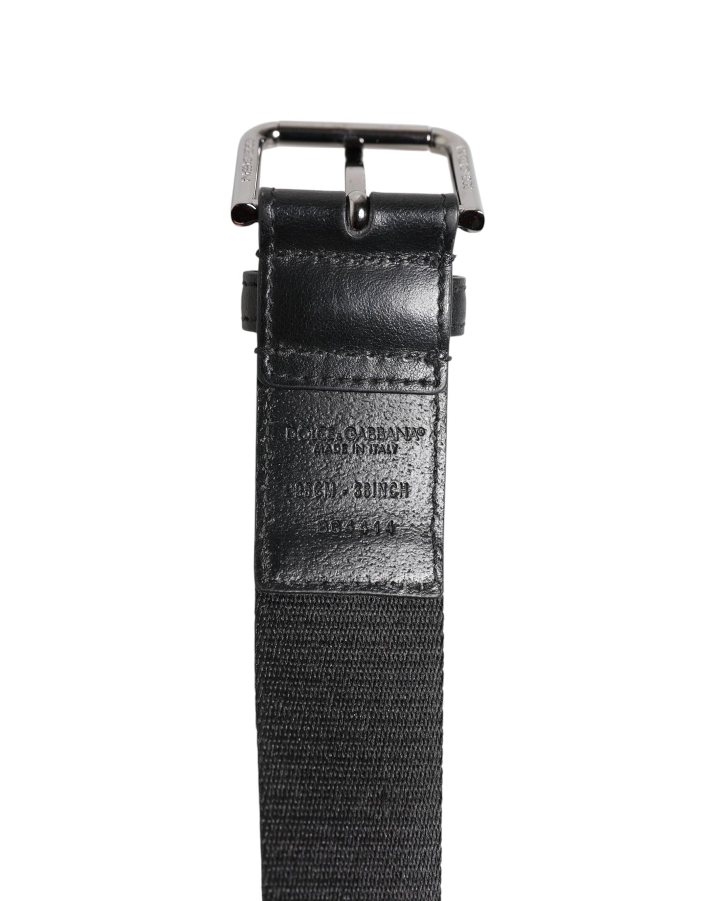 Ceinture Dolce &amp; Gabbana noire et bleue avec boucle en métal argenté et logo DG