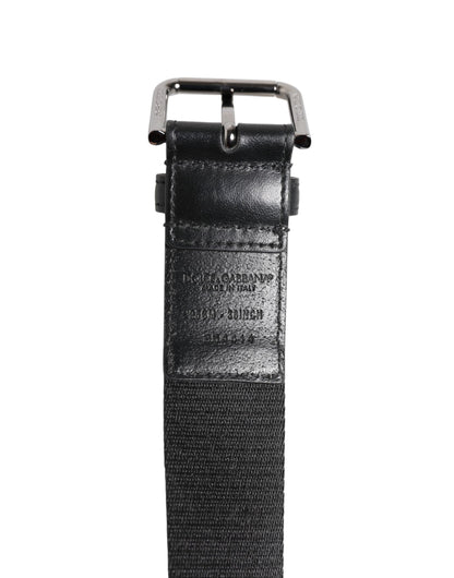 Ceinture Dolce &amp; Gabbana noire et bleue avec boucle en métal argenté et logo DG