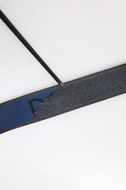Ceinture Dolce &amp; Gabbana noire et bleue avec boucle en métal argenté et logo DG