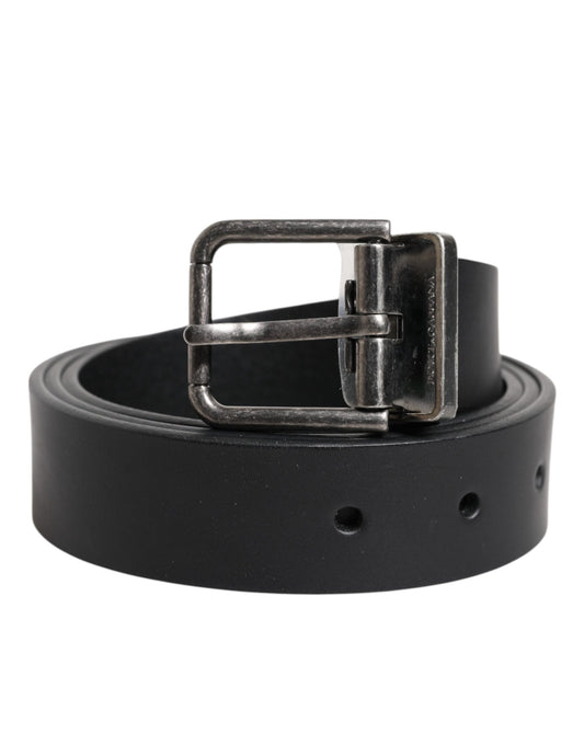 Ceinture classique en cuir noir Dolce &amp; Gabbana avec boucle en métal
