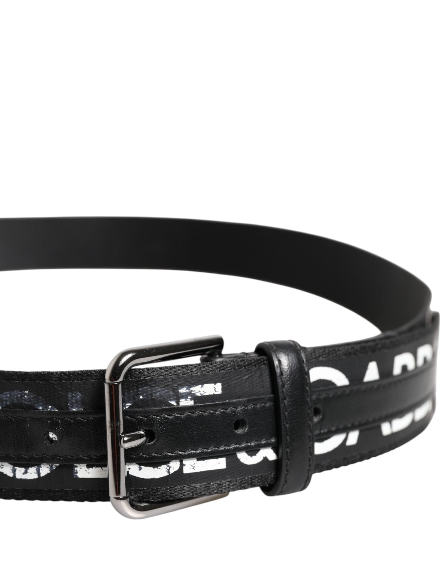 Ceinture Dolce &amp; Gabbana avec boucle en métal et logo DG noir et blanc