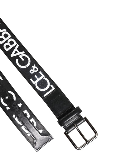 Ceinture Dolce &amp; Gabbana avec boucle en métal et logo DG noir et blanc