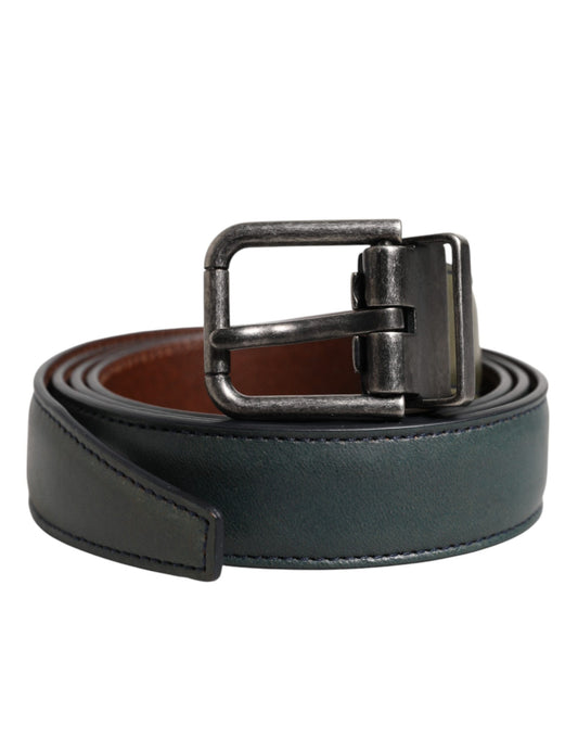Ceinture classique en cuir vert Dolce &amp; Gabbana avec boucle en métal