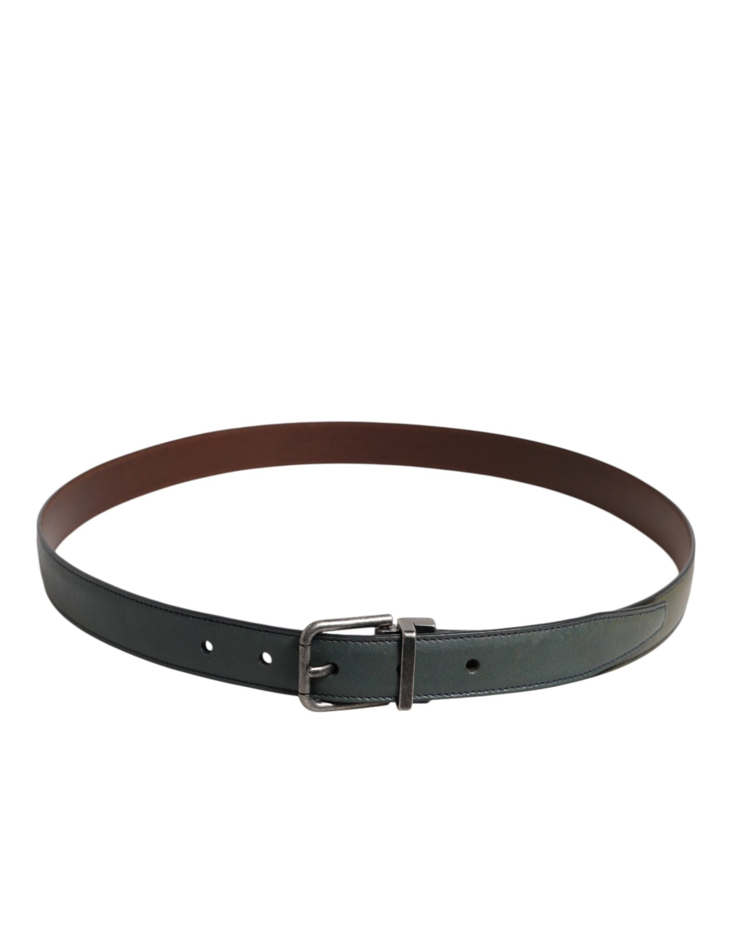 Ceinture classique en cuir vert Dolce &amp; Gabbana avec boucle en métal