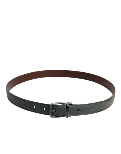 Ceinture classique en cuir vert Dolce &amp; Gabbana avec boucle en métal