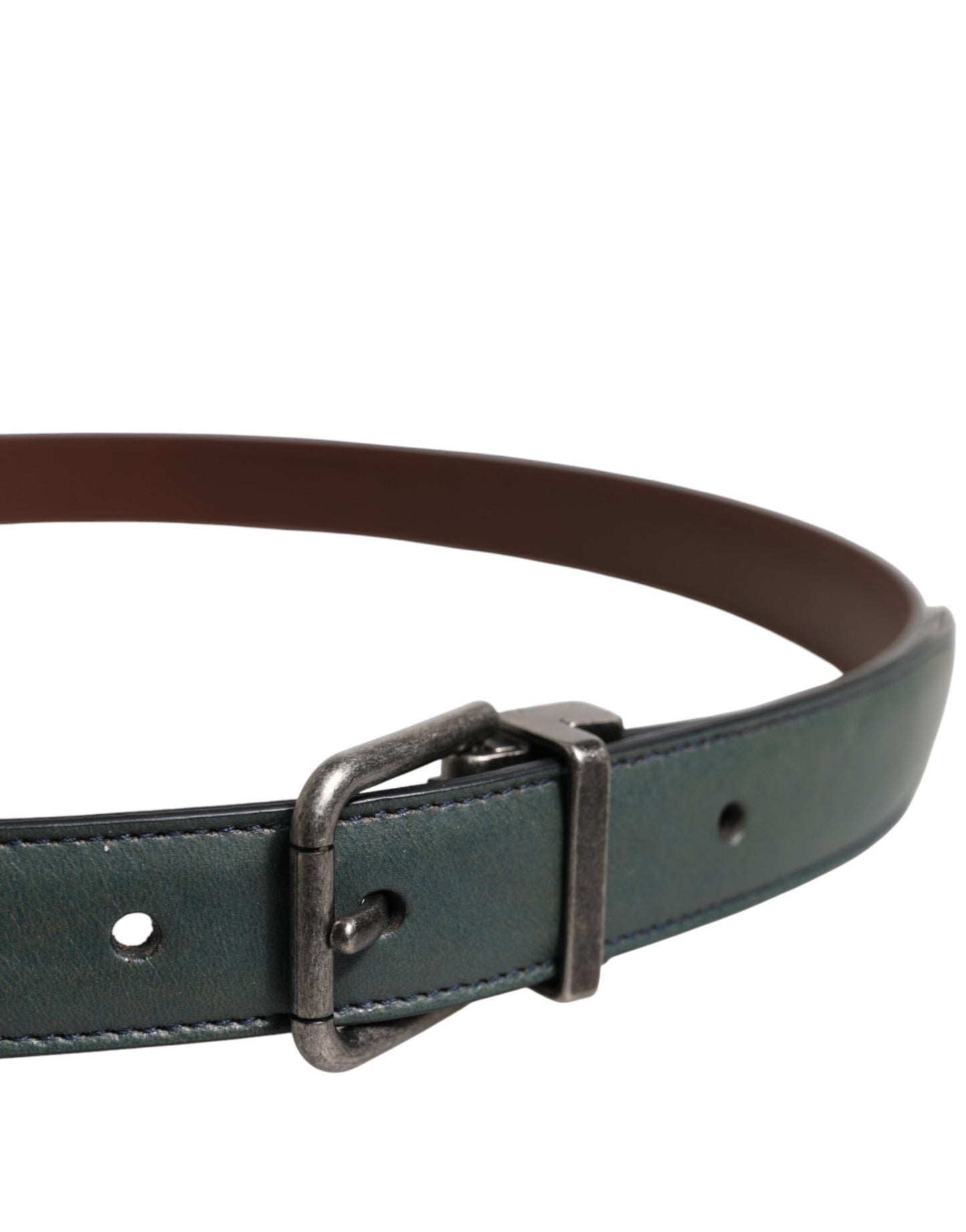 Ceinture classique en cuir vert Dolce &amp; Gabbana avec boucle en métal