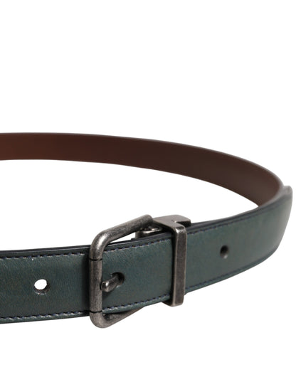 Ceinture classique en cuir vert Dolce &amp; Gabbana avec boucle en métal