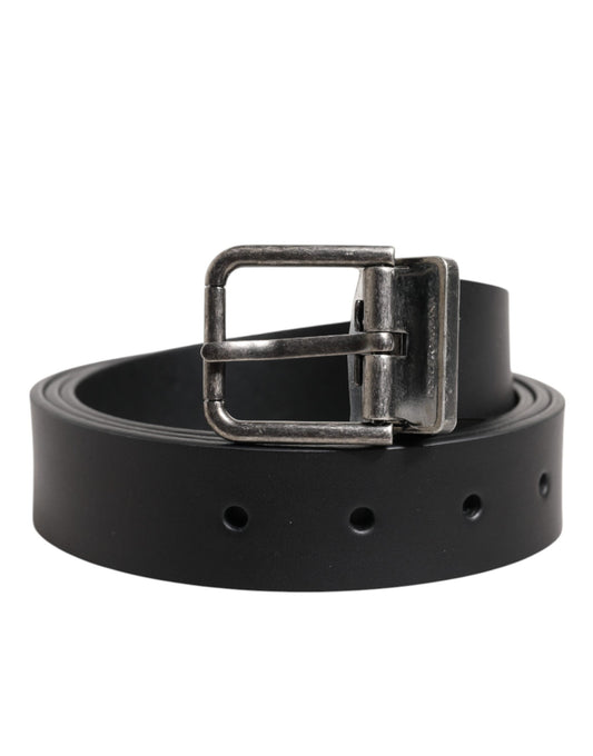 Ceinture classique en cuir noir Dolce &amp; Gabbana avec boucle en métal