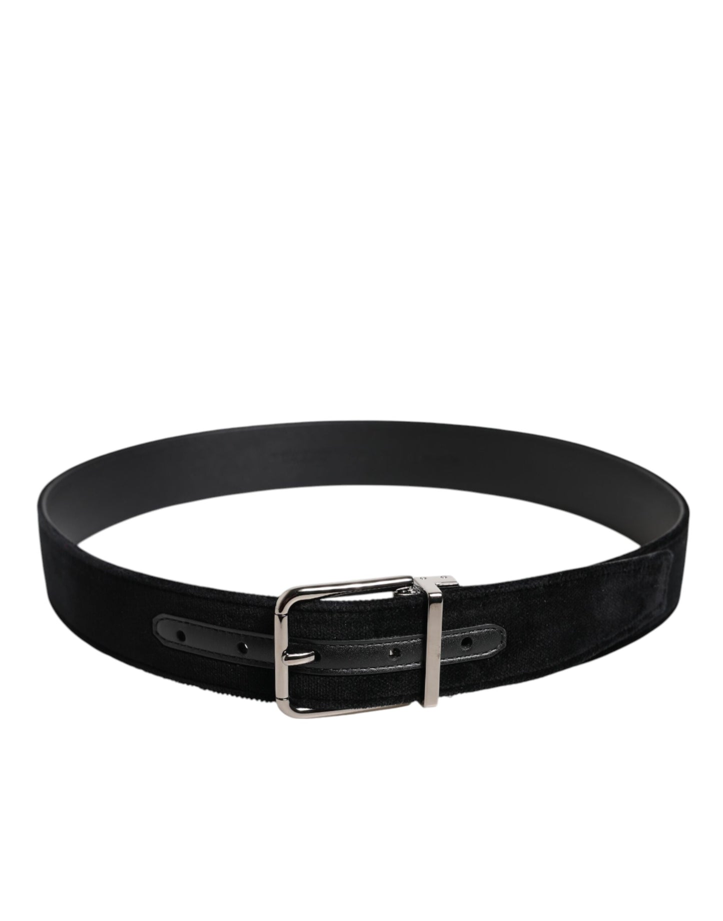 Ceinture Dolce &amp; Gabbana en coton noir avec boucle en métal argenté