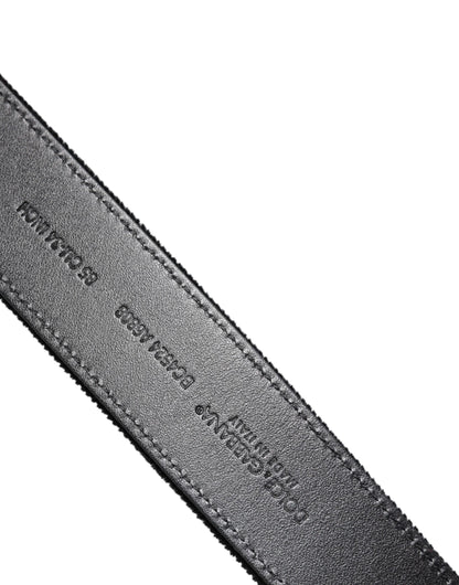 Ceinture Dolce &amp; Gabbana en coton noir avec boucle en métal argenté