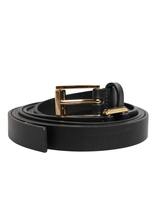 Ceinture en cuir noir à double sangle et boucle dorée Dolce &amp; Gabbana