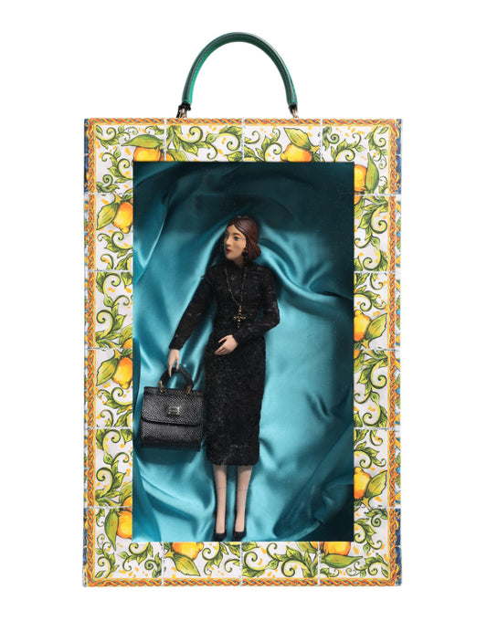 Robe noire Dolce &amp; Gabbana MARIA Défilé de mode en porcelaine Poupées en cuir Sicily