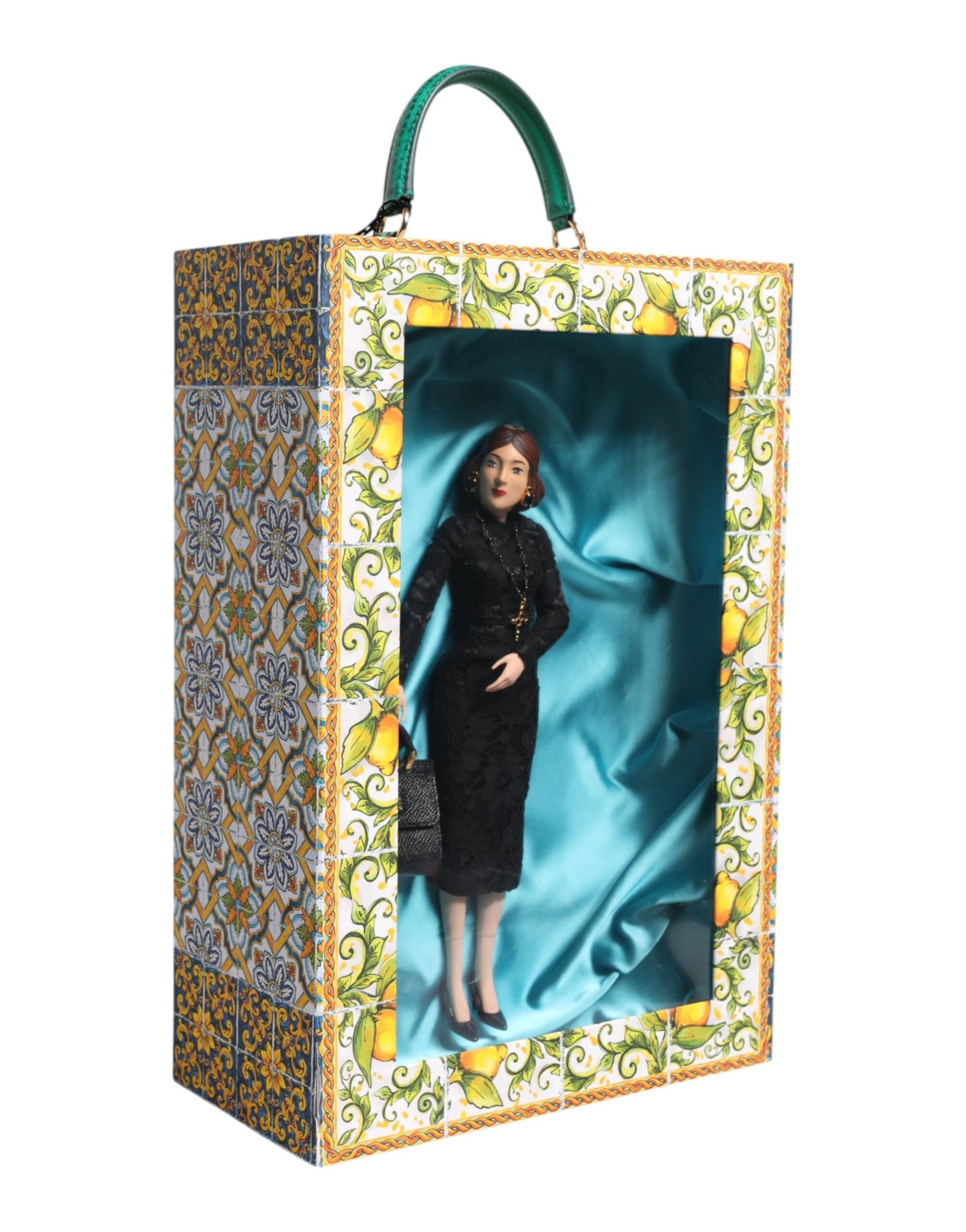 Robe noire Dolce &amp; Gabbana MARIA Défilé de mode en porcelaine Poupées en cuir Sicily