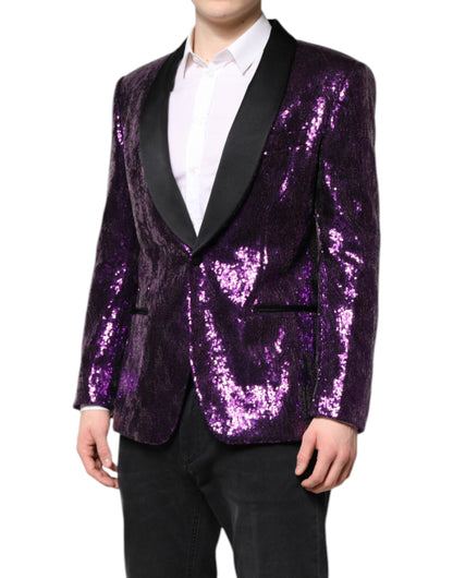 Dolce &amp; Gabbana Veste manteau violette à paillettes SICILIA