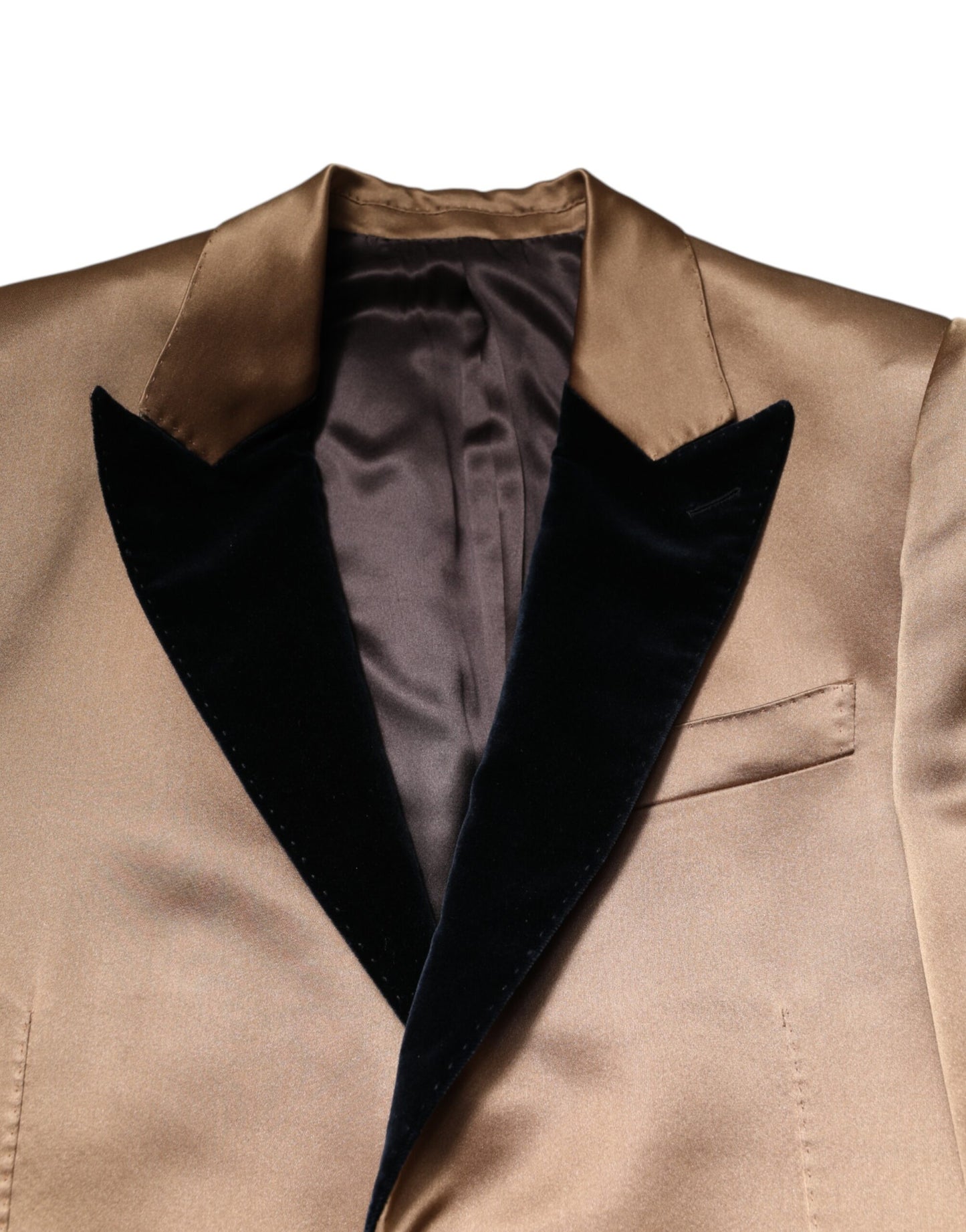 Dolce &amp; Gabbana Brown Silk Single Breasted Trench Coat Jacket