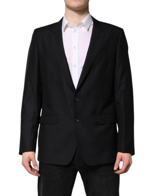 Dolce &amp; Gabbana Veste blazer en laine bleu foncé MARTINI