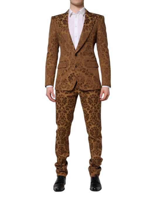Costume 2 pièces Dolce &amp; Gabbana SICILIA en jacquard fleuri marron