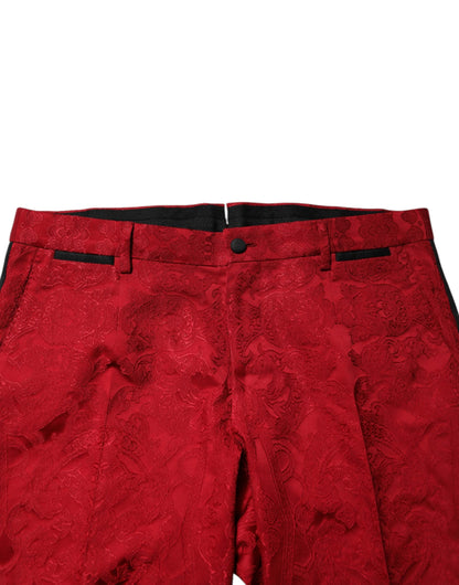 Costume croisé 2 pièces Dolce &amp; Gabbana en jacquard floral rouge