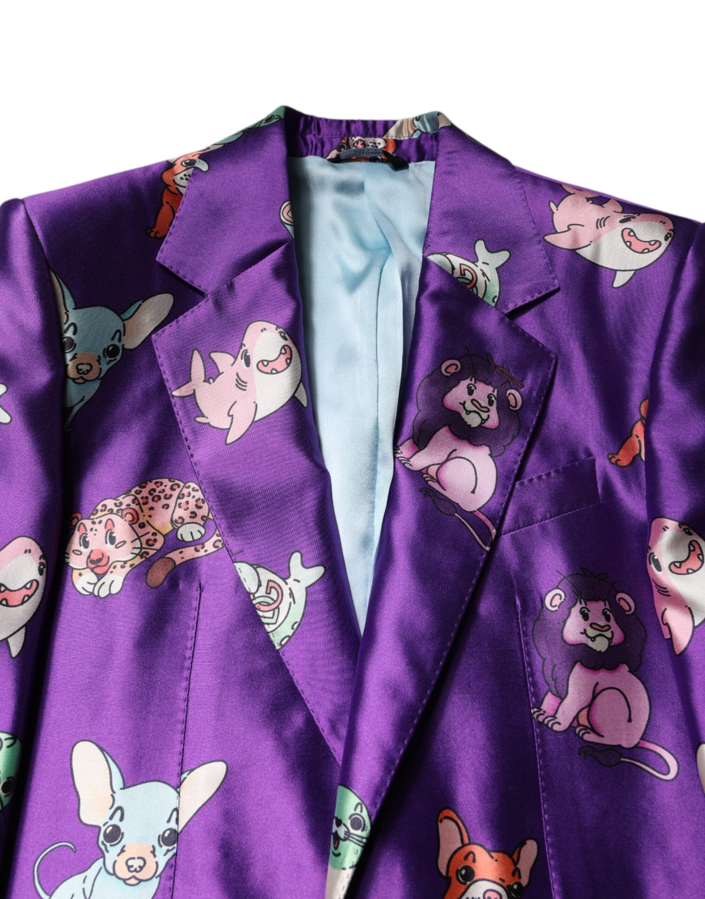 Costume 3 pièces Dolce &amp; Gabbana en soie violette à imprimé animal
