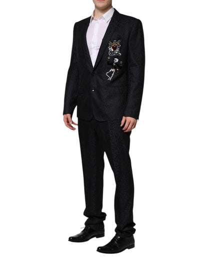 Costume 2 pièces squelette King Martini noir Dolce &amp; Gabbana
