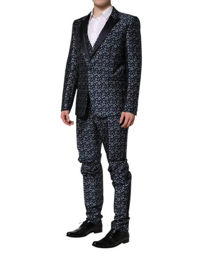 Costume 3 pièces Dolce &amp; Gabbana bleu MARTINI Star Jacquard