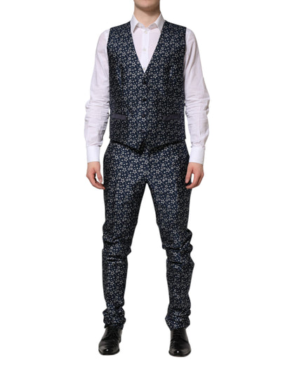 Costume 3 pièces Dolce &amp; Gabbana bleu MARTINI Star Jacquard