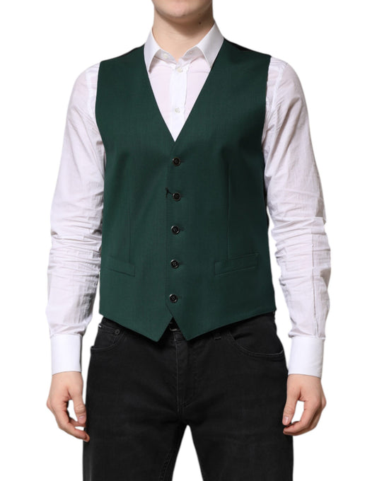 Gilet habillé en laine verte Dolce &amp; Gabbana pour homme