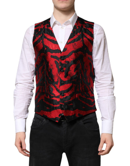 Dolce &amp; Gabbana Robe à rayures rouges et noires Gilet formel Gilet