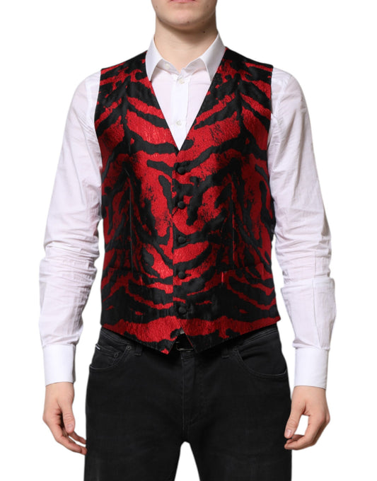 Dolce &amp; Gabbana Robe à rayures rouges et noires Gilet formel Gilet
