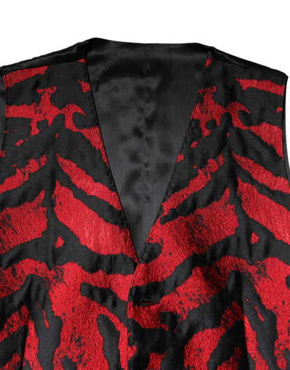 Dolce &amp; Gabbana Robe à rayures rouges et noires Gilet formel Gilet