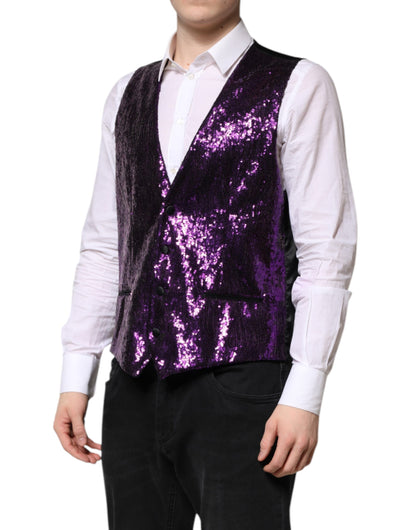 Dolce &amp; Gabbana Robe à paillettes violettes Gilet de cérémonie Gilet