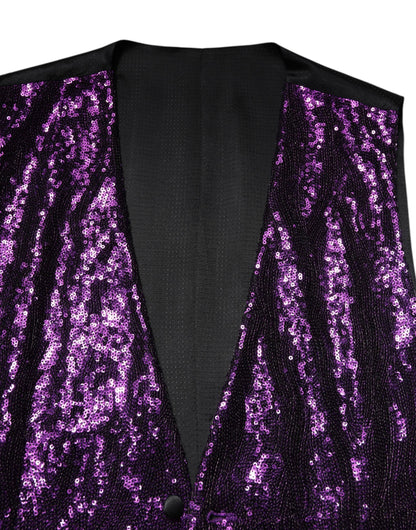 Dolce &amp; Gabbana Robe à paillettes violettes Gilet de cérémonie Gilet
