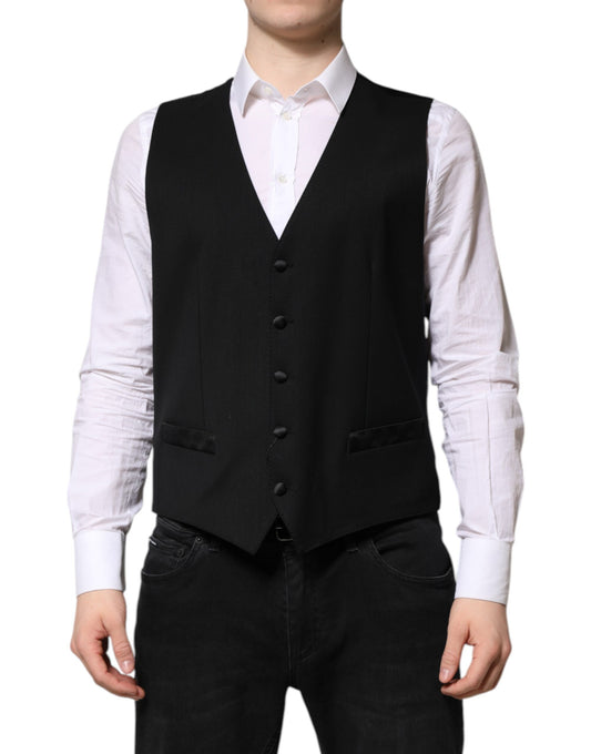 Gilet habillé en laine noire Dolce &amp; Gabbana pour homme