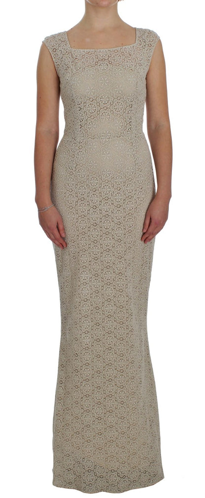 Dolce &amp; Gabbana - Robe longue beige élégante à fleurs découpées