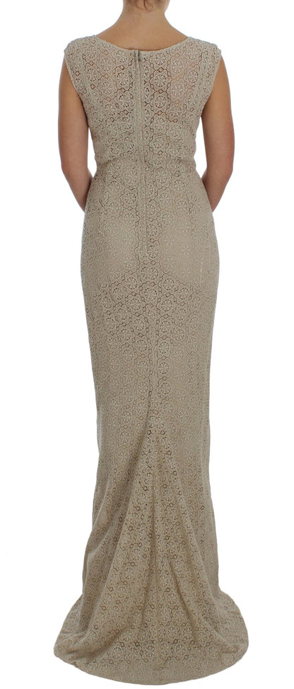 Dolce &amp; Gabbana - Robe longue beige élégante à fleurs découpées