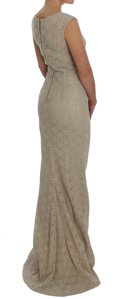 Dolce &amp; Gabbana - Robe longue beige élégante à fleurs découpées