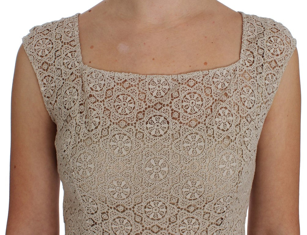 Dolce &amp; Gabbana - Robe longue beige élégante à fleurs découpées